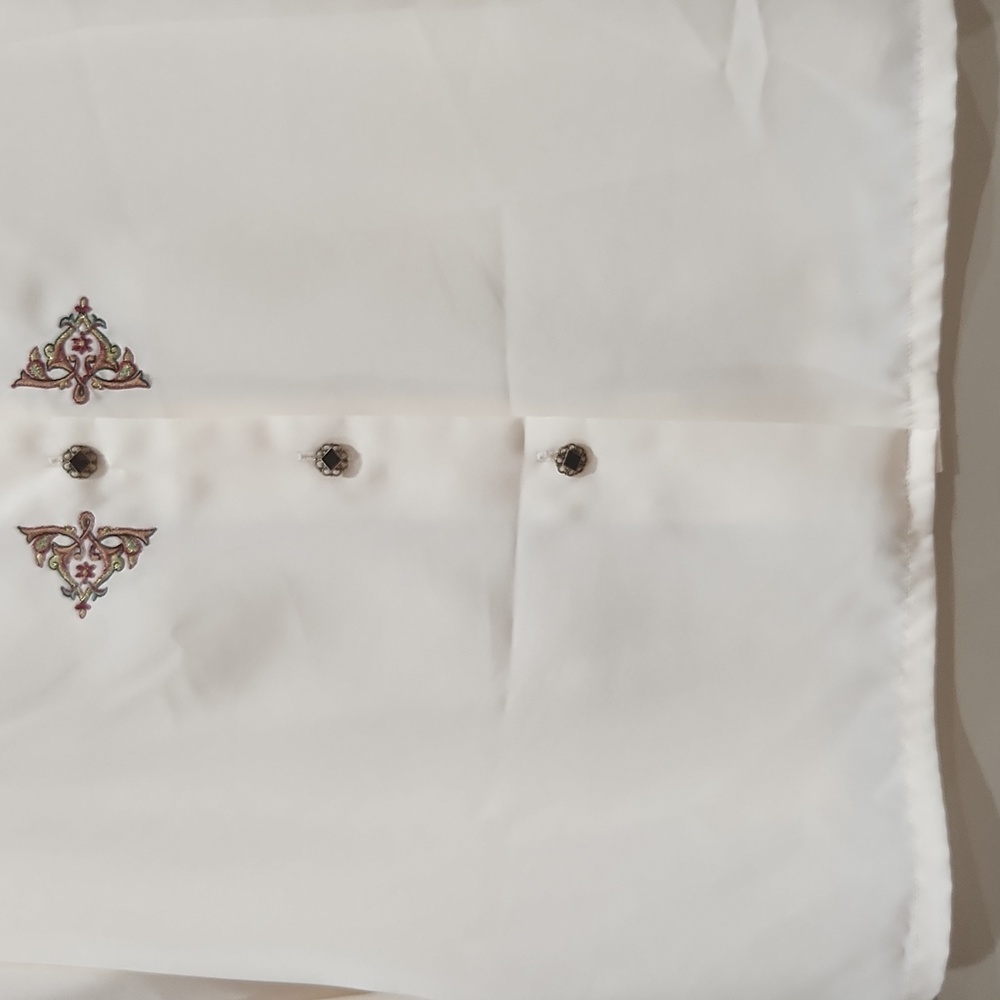 Koret Cream Button-Down Blouse With Burgundy Embr… - image 6